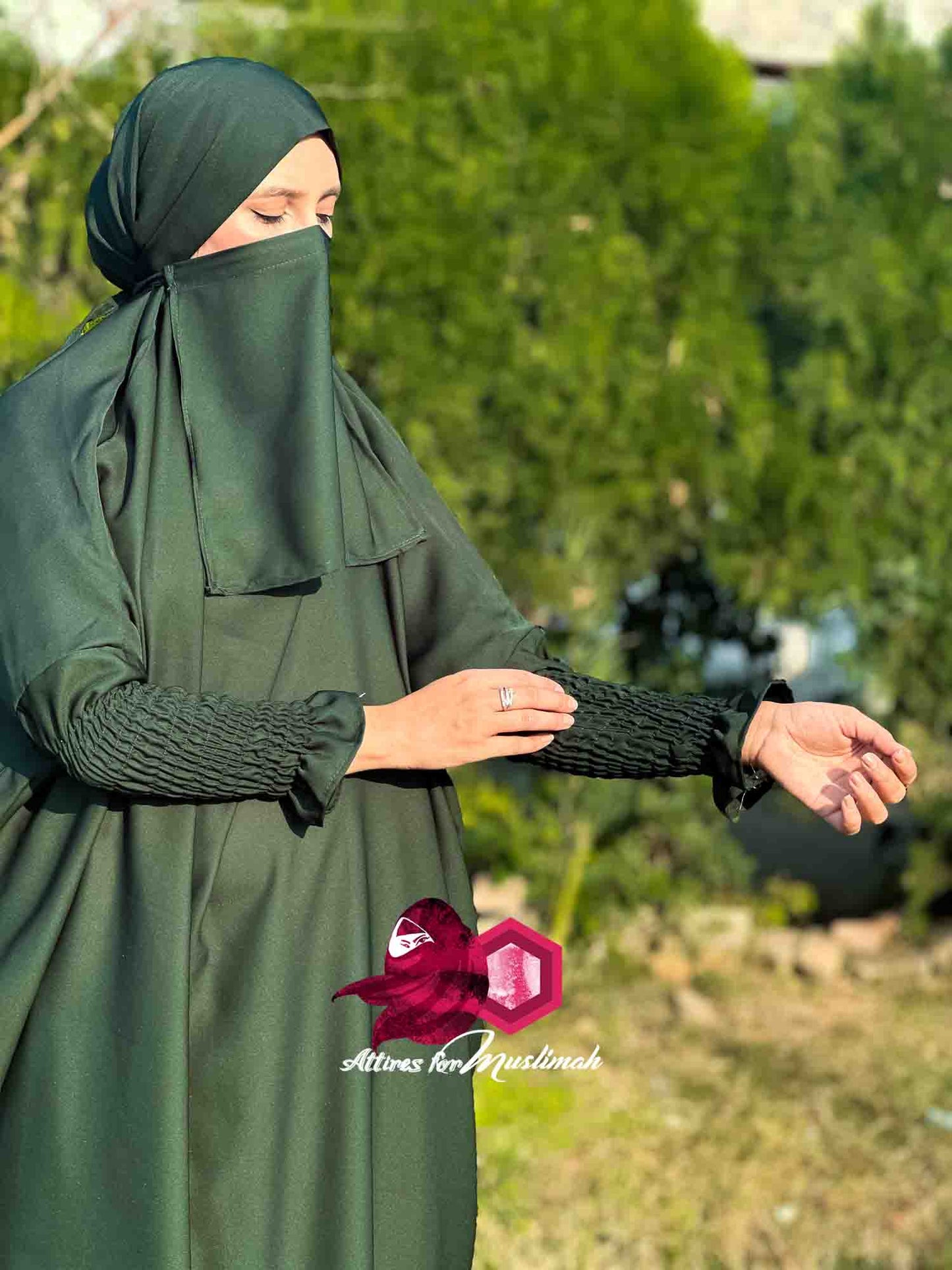 3 Piece Jilbab - Bottle Green