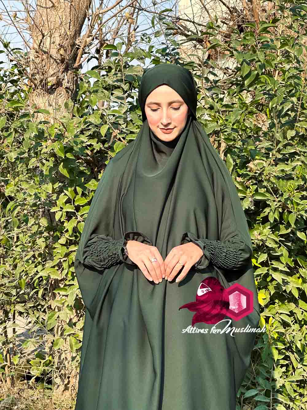 3 Piece Jilbab - Bottle Green