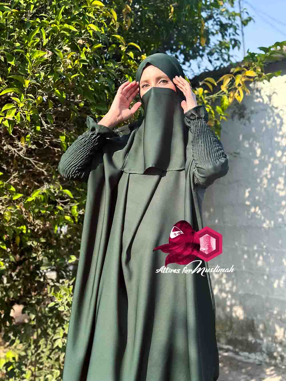 3 Piece Jilbab - Bottle Green