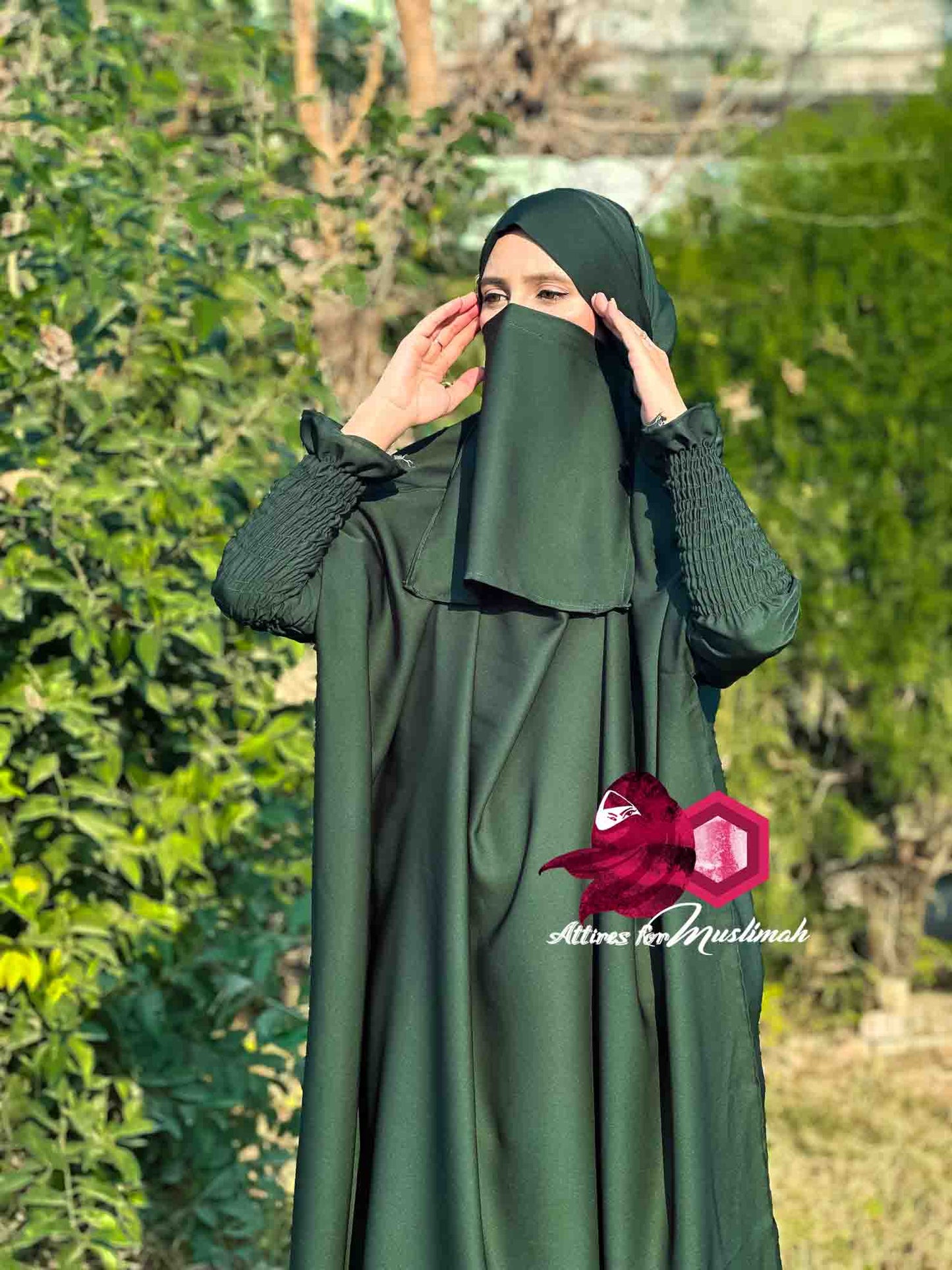 3 Piece Jilbab - Bottle Green