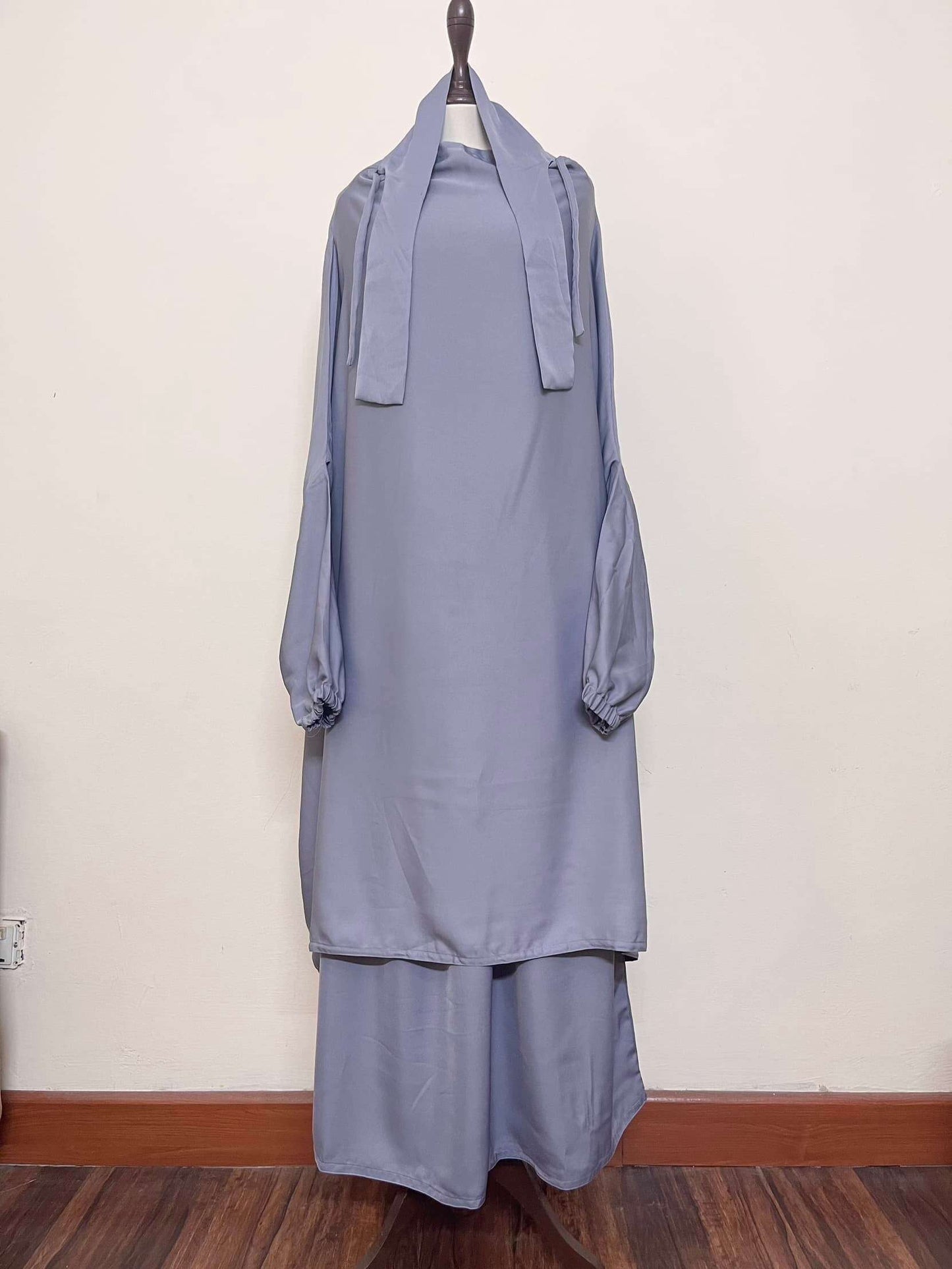 3 Piece Jilbab - Grey Attires For Muslimah
