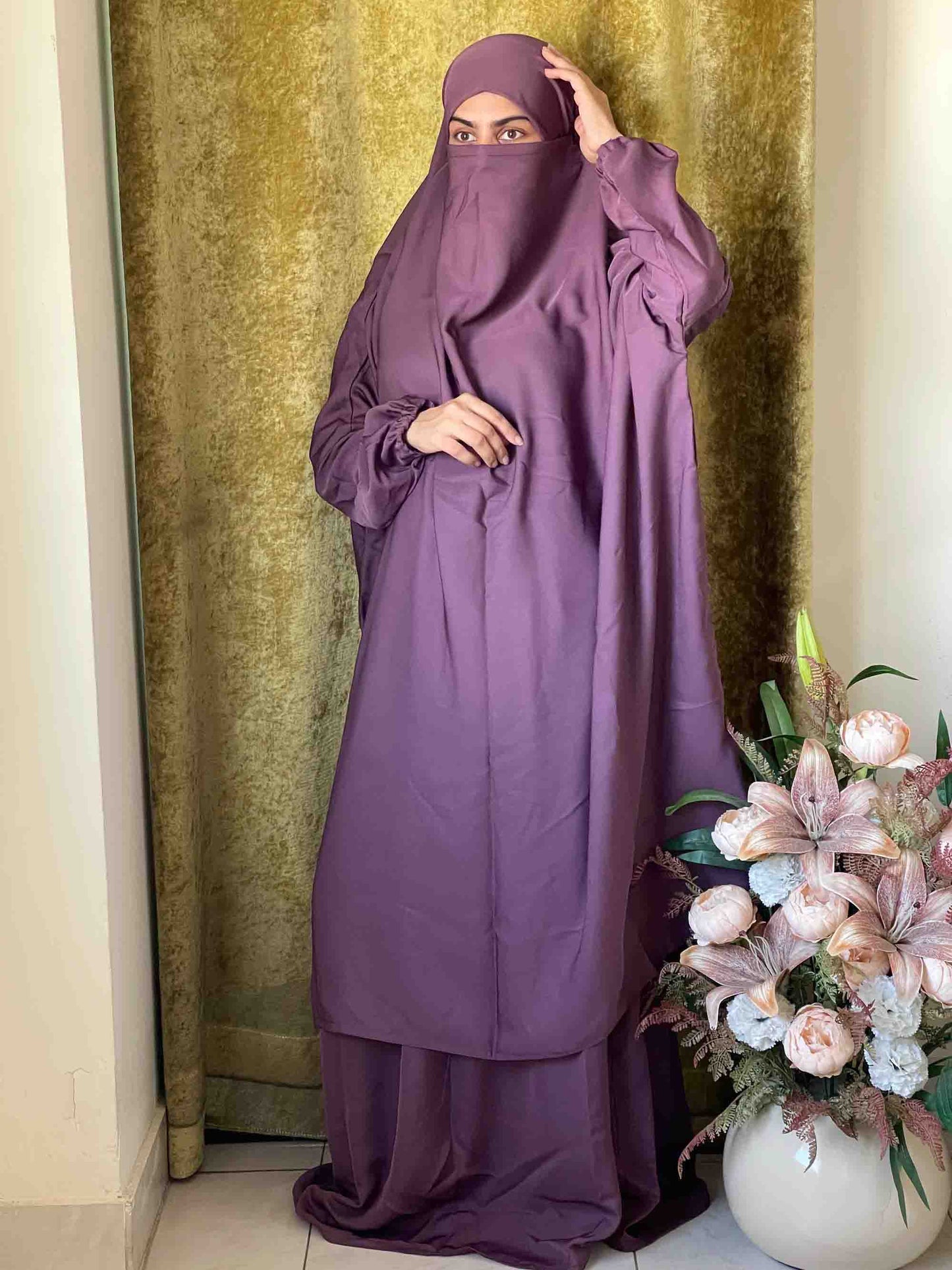 3 Piece Jilbab - Muave Pink Attires For Muslimah