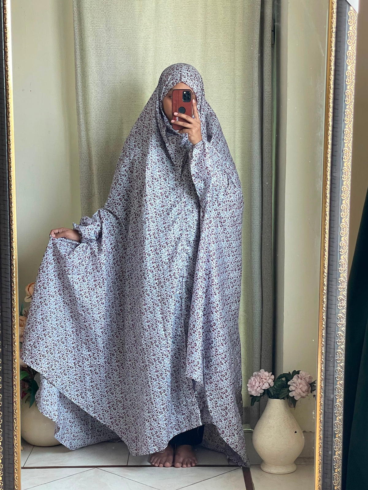 Full Coverage Namaz Chadar with Sleeves + Niqab (Mix Lawn)
