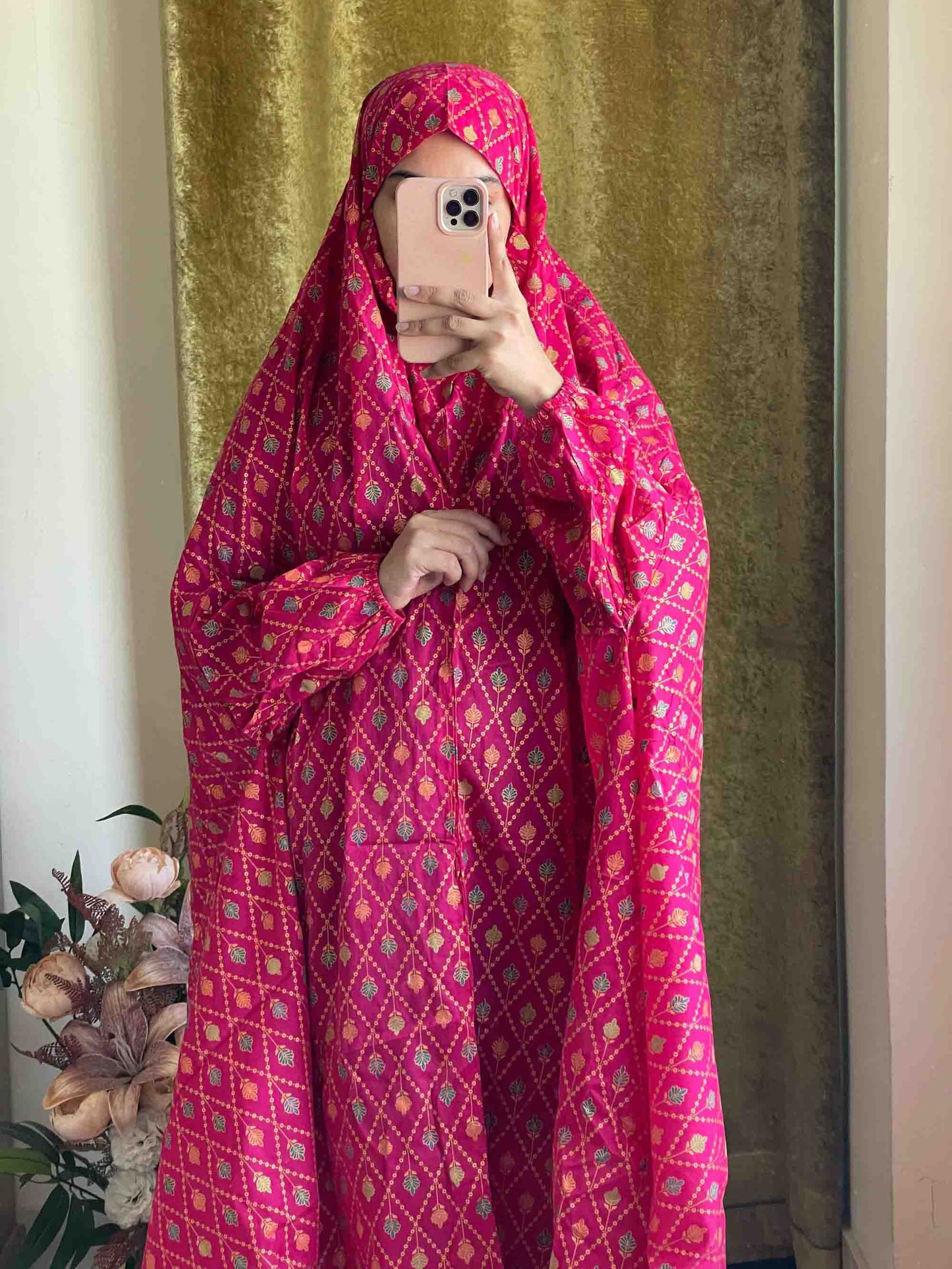 Full Coverage Namaz Chadar with Sleeves + Niqab (Pure Lawn)