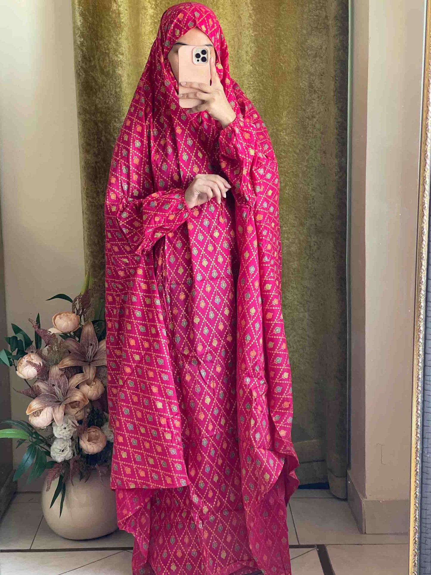 Full Coverage Namaz Chadar with Sleeves + Niqab (Pure Lawn)