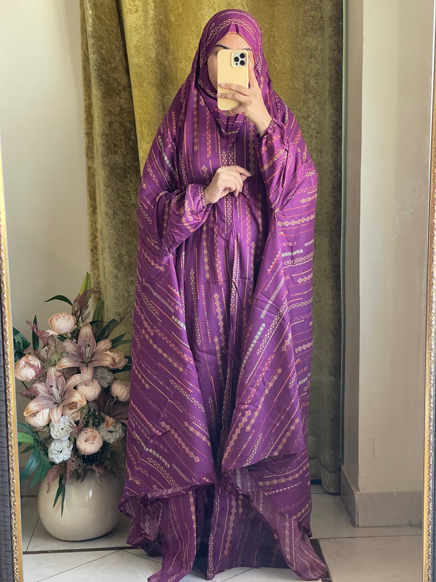 Full Coverage Namaz Chadar with Sleeves + Niqab (Pure Lawn)