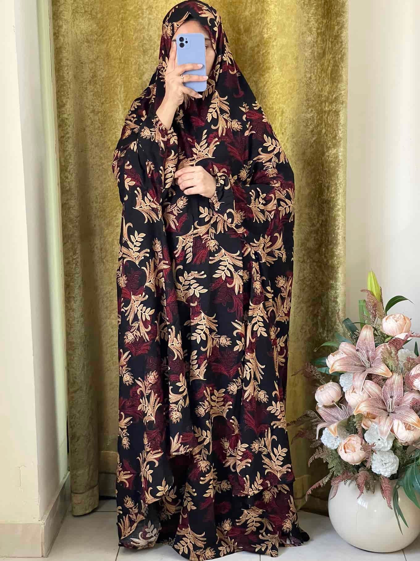 Full Coverage Namaz Chadar with Sleeves + Niqab (Linen)