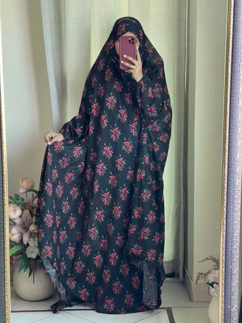 Full Coverage Namaz Chadar with Sleeves + Niqab (Pure Lawn)