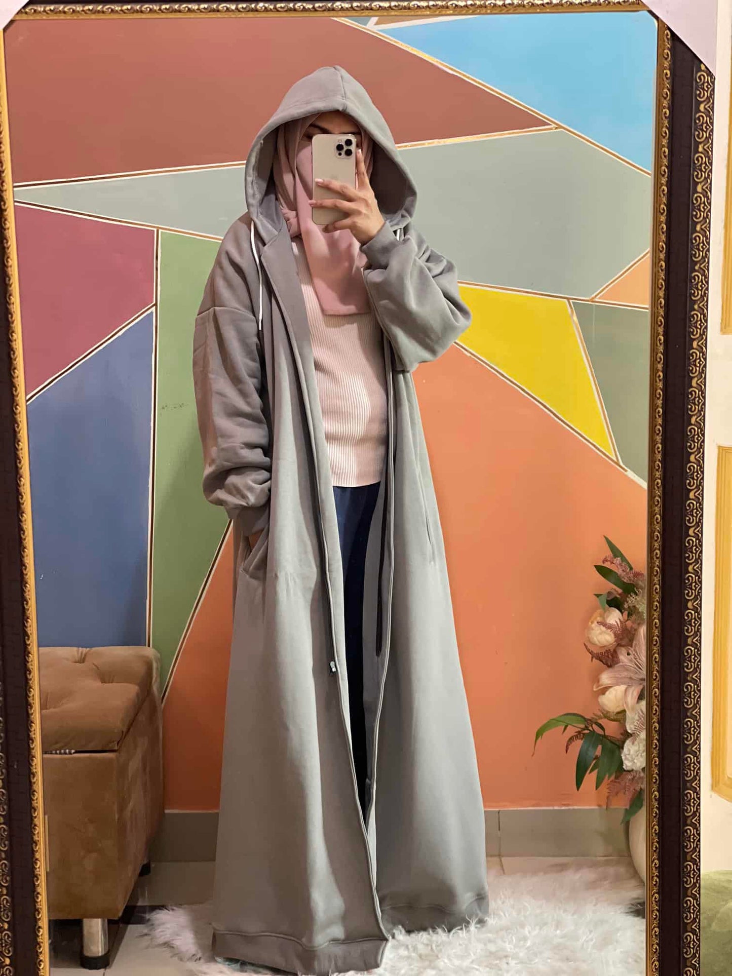 Hoodie Abaya (Grey)