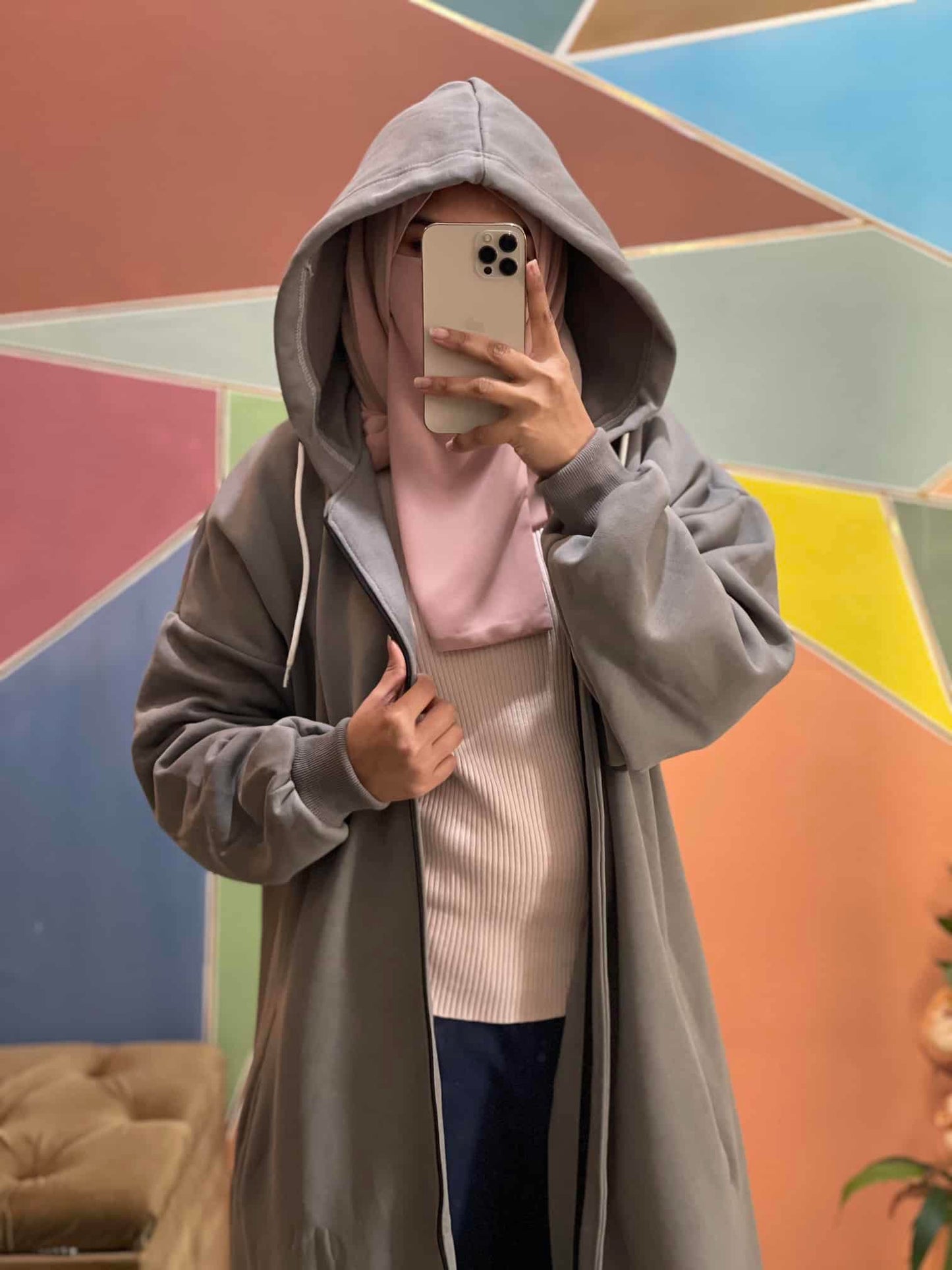 Hoodie Abaya (Grey)