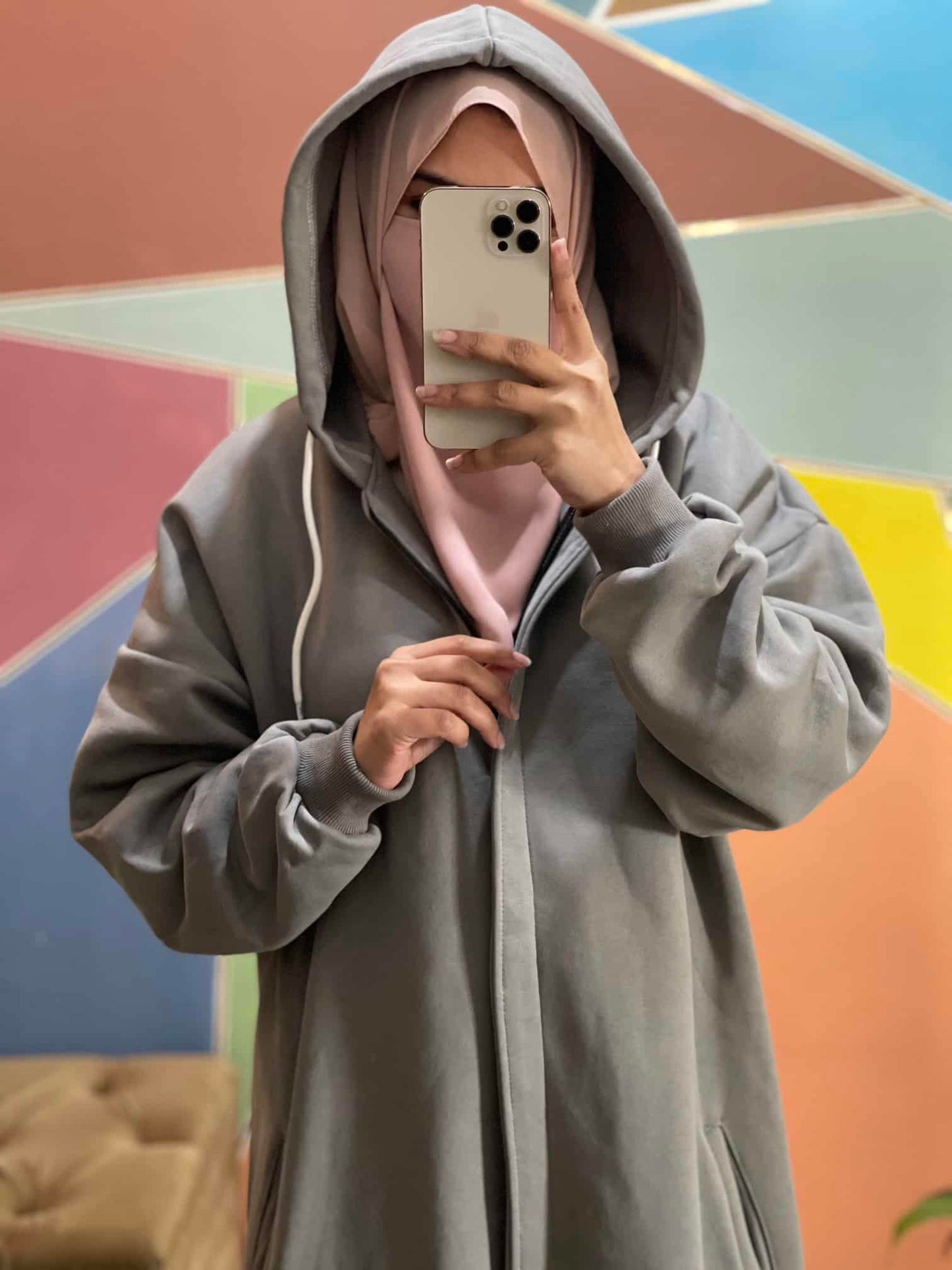 Hoodie Abaya (Grey)