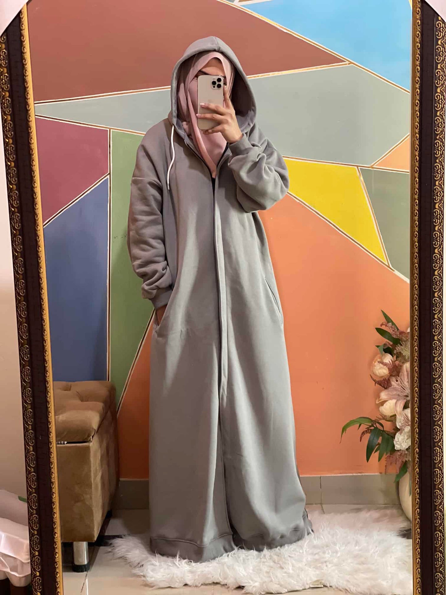 Hoodie Abaya (Grey)
