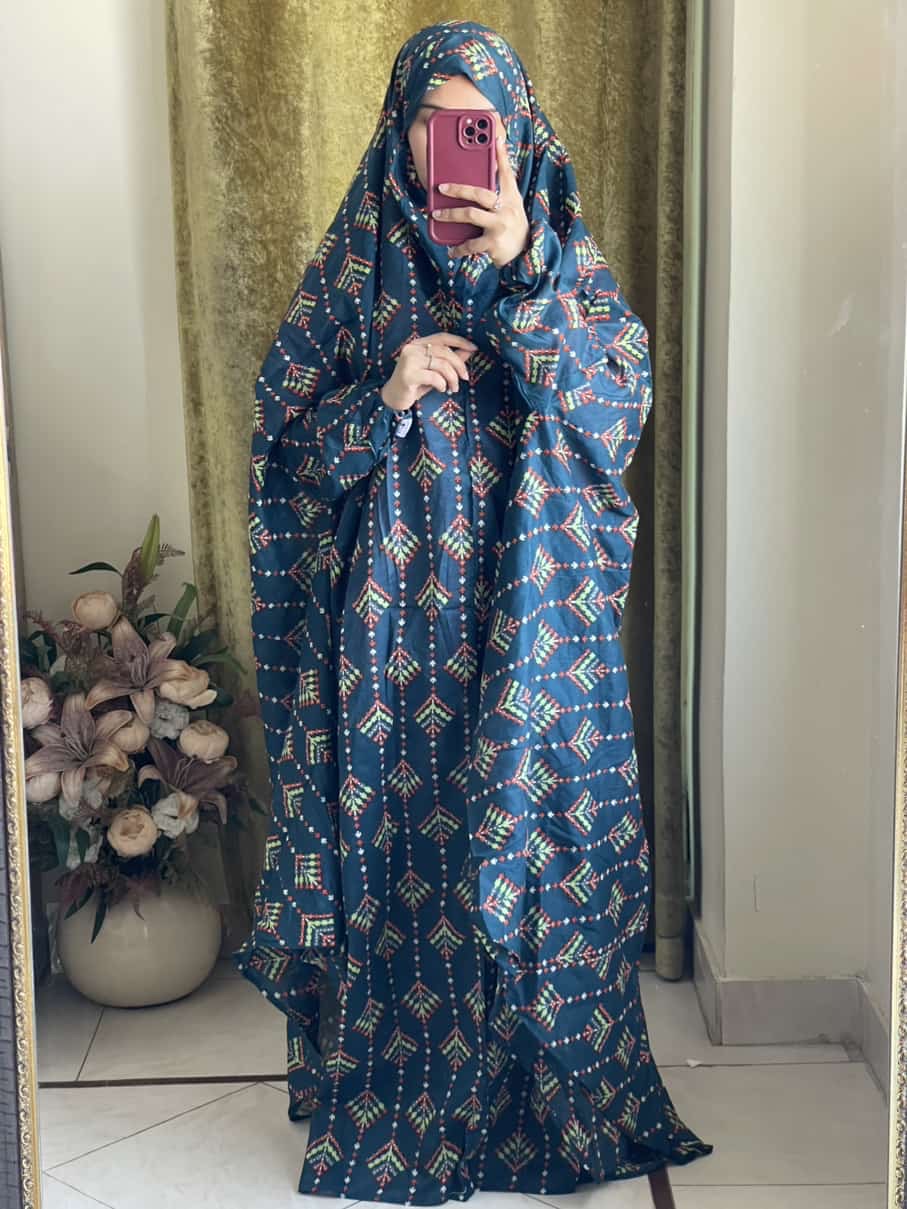 Full Coverage Namaz Chadar with Sleeves + Niqab (Pure Lawn)