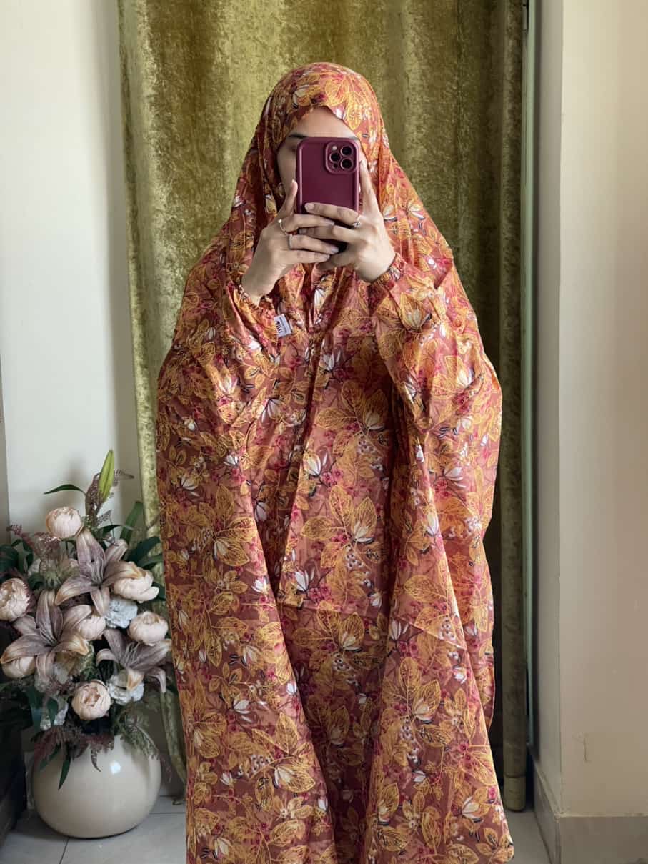 Full Coverage Namaz Chadar with Sleeves + Niqab (Pure Lawn)