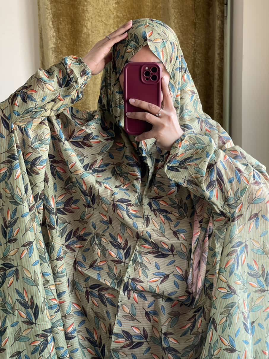 Full Coverage Namaz Chadar with Sleeves + Niqab (Pure Lawn)