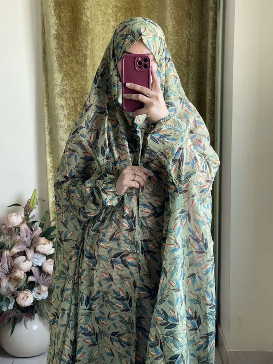 Full Coverage Namaz Chadar with Sleeves + Niqab (Pure Lawn)