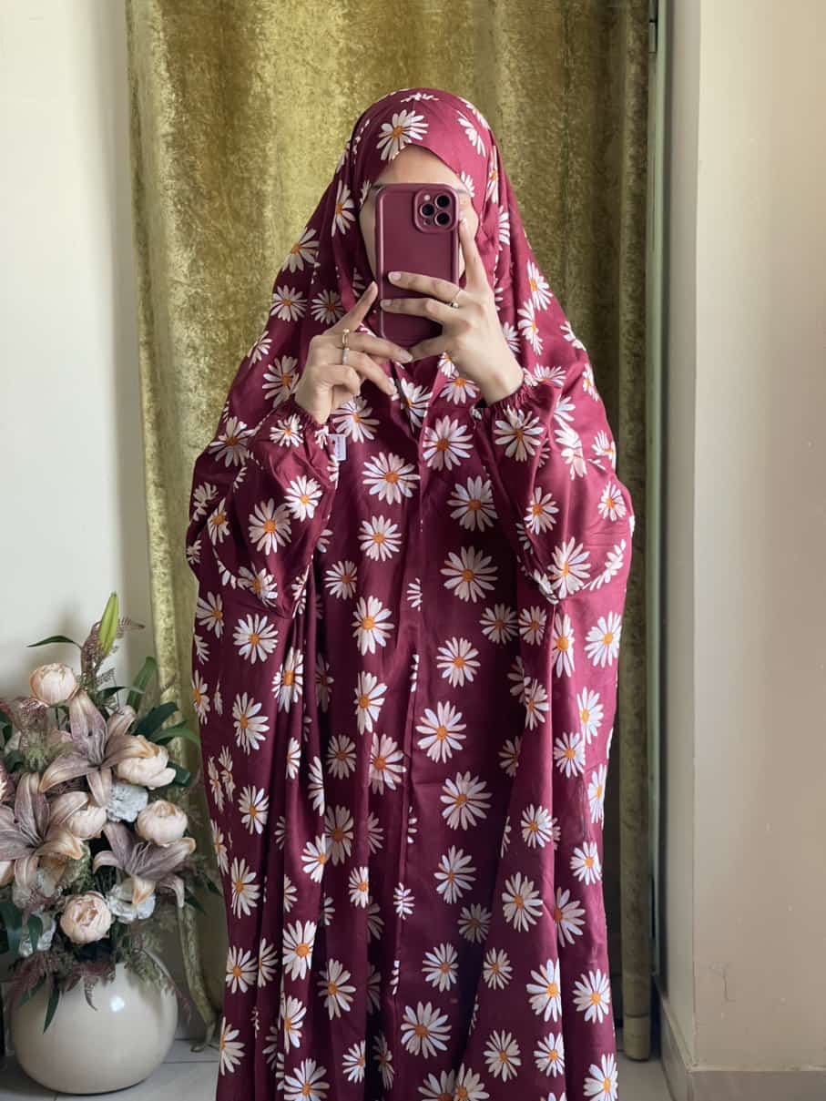Full Coverage Namaz Chadar with Sleeves + Niqab (Pure Lawn)
