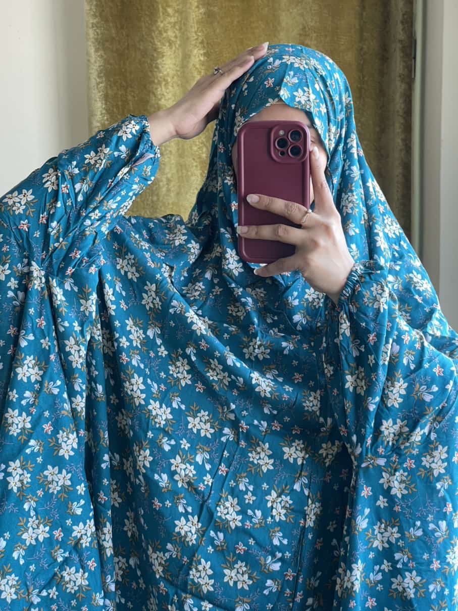 Full Coverage Namaz Chadar with Sleeves + Niqab (Linen)