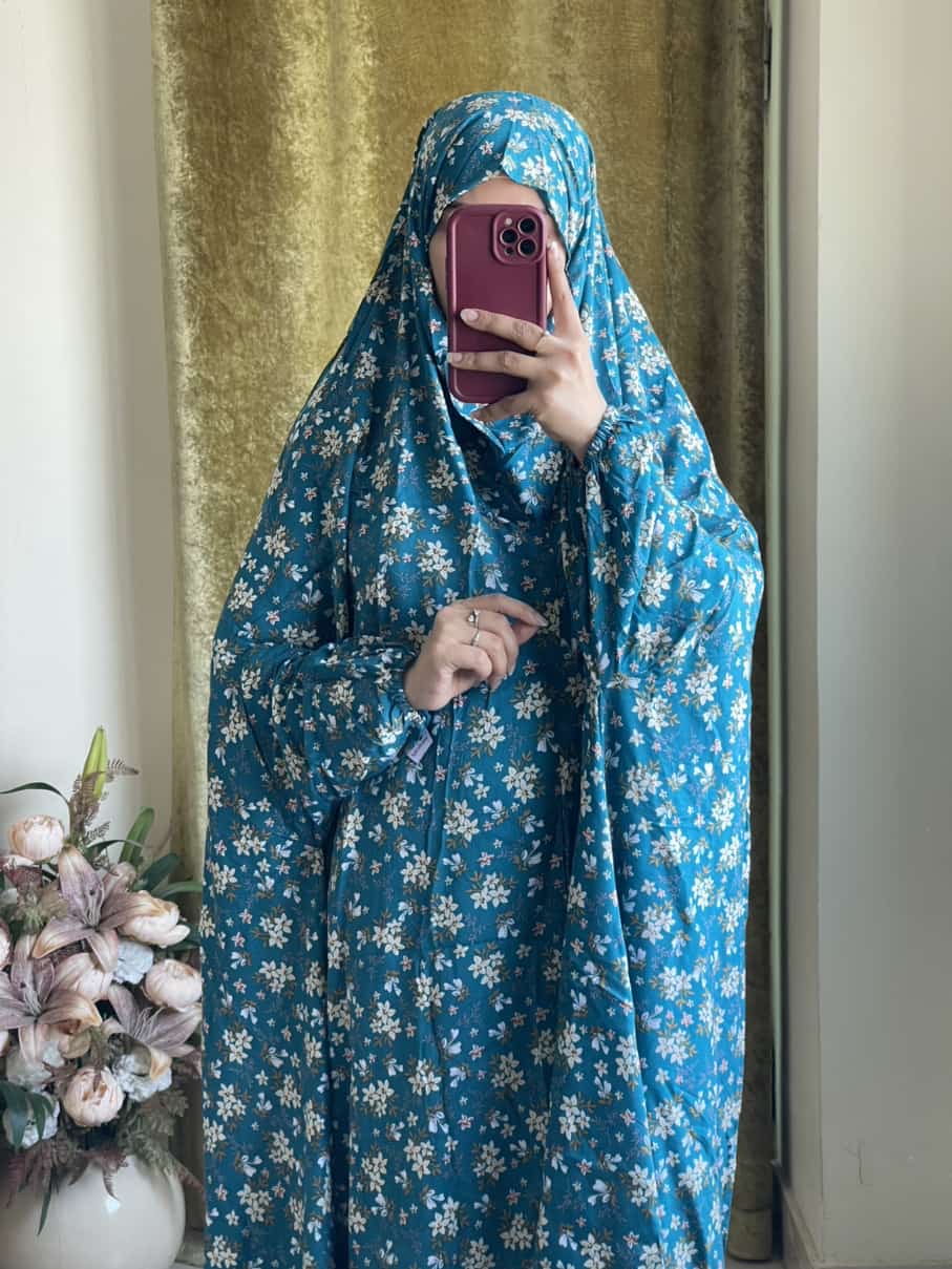 Full Coverage Namaz Chadar with Sleeves + Niqab (Linen)