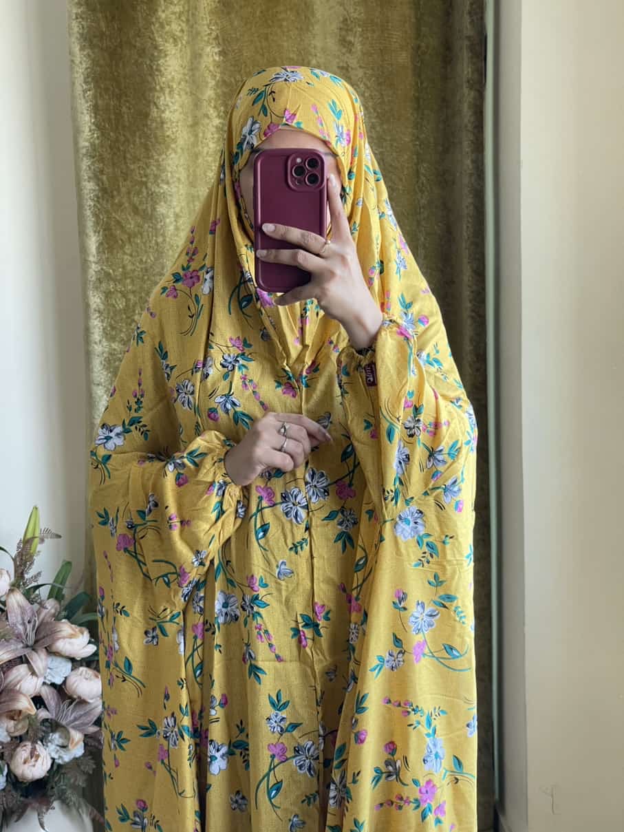 Full Coverage Namaz Chadar with Sleeves + Niqab (Linen)