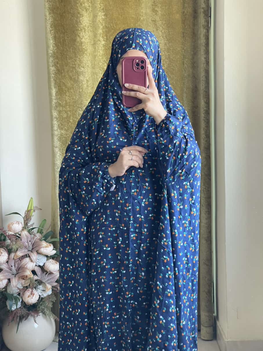 Full Coverage Namaz Chadar with Sleeves + Niqab (Linen)