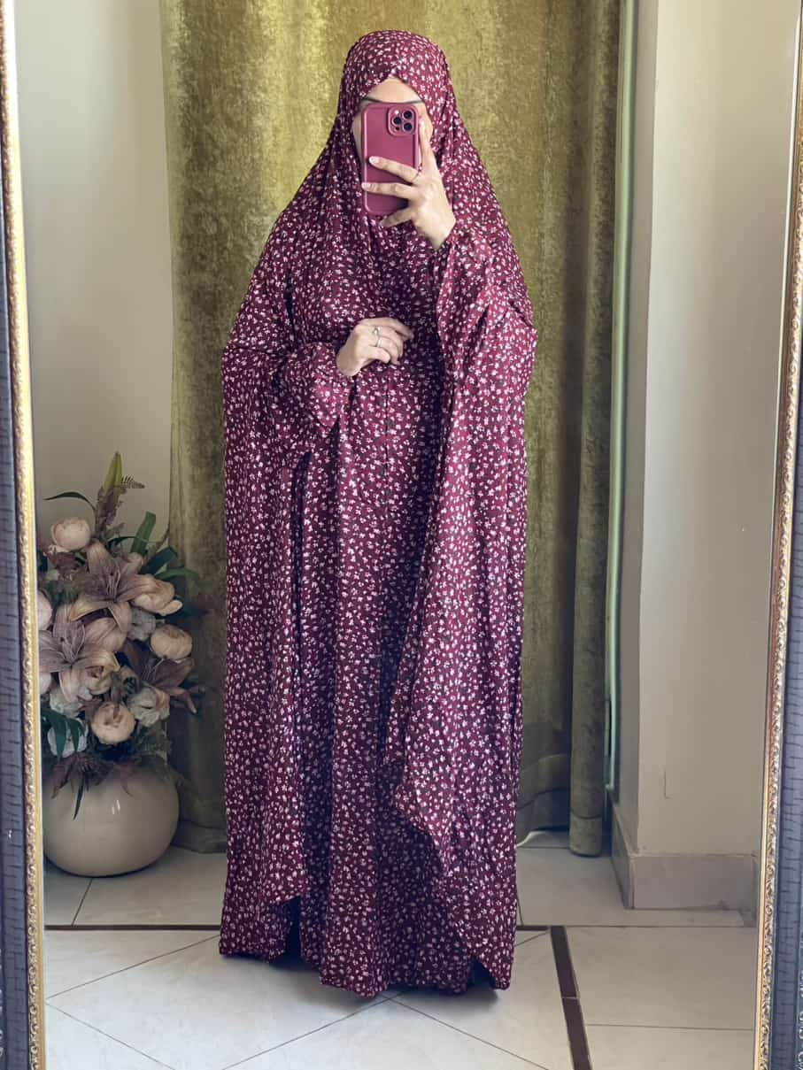 Full Coverage Namaz chadar with sleeves + Niqab (Linen)