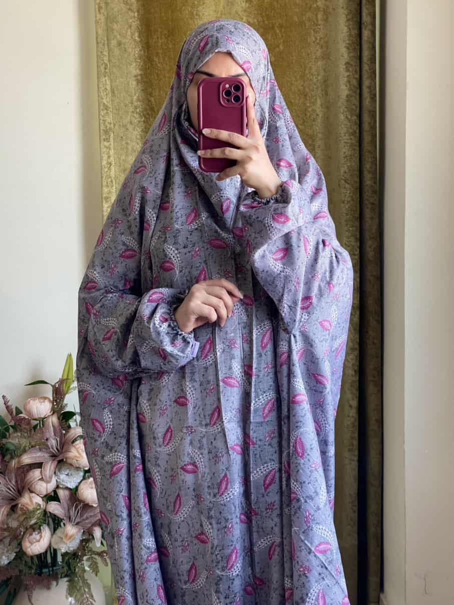 Full Coverage Namaz Chadar with Sleeves + Niqab (Mix Lawn)