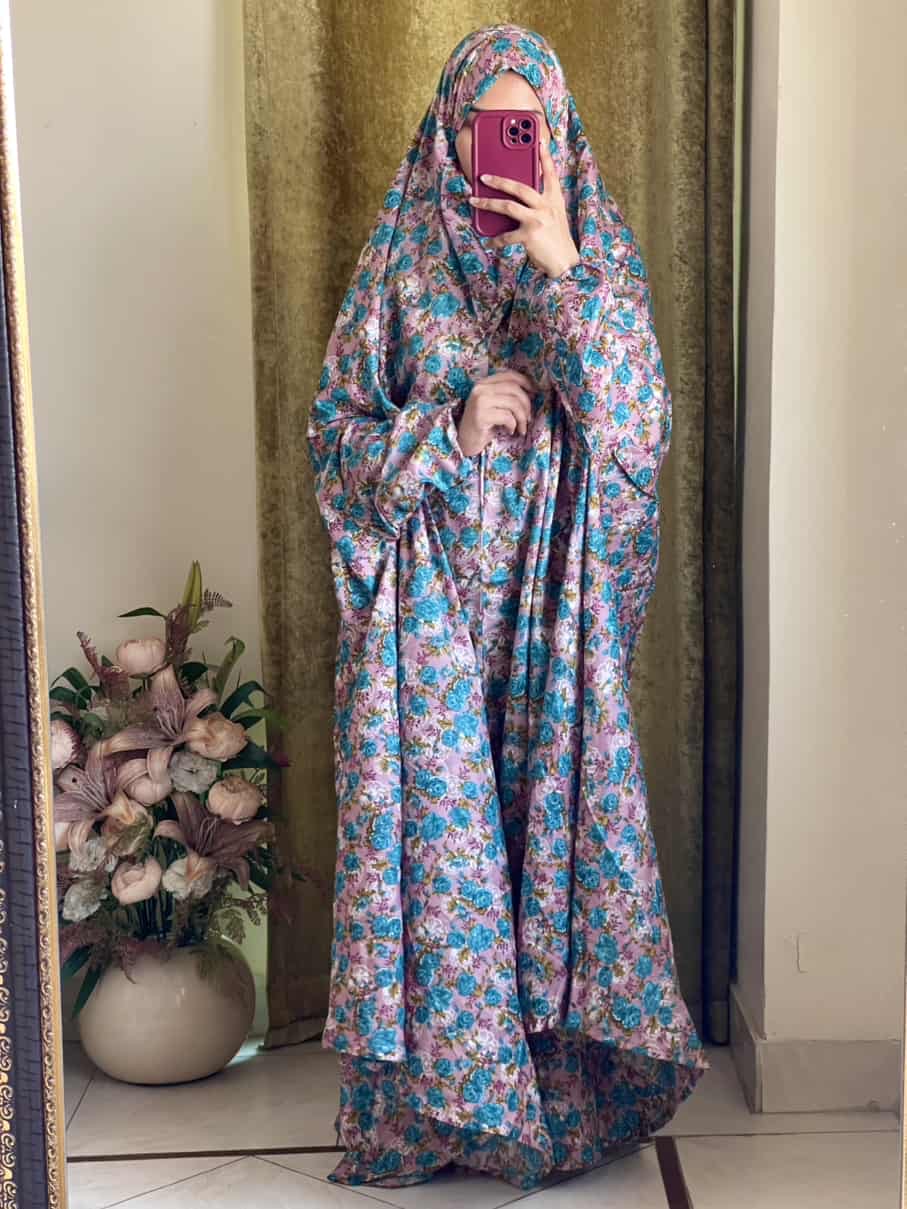 Full Coverage Namaz Chadar with Sleeves + Niqab (Mix Lawn)