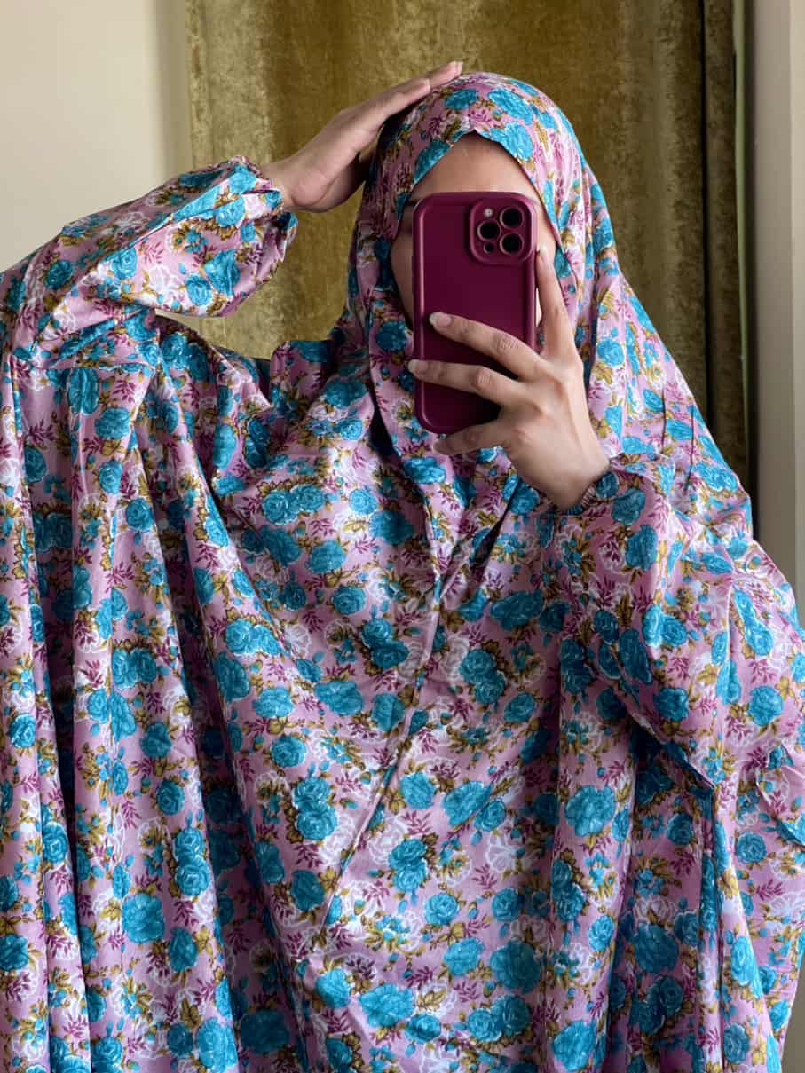 Full Coverage Namaz Chadar with Sleeves + Niqab (Mix Lawn)