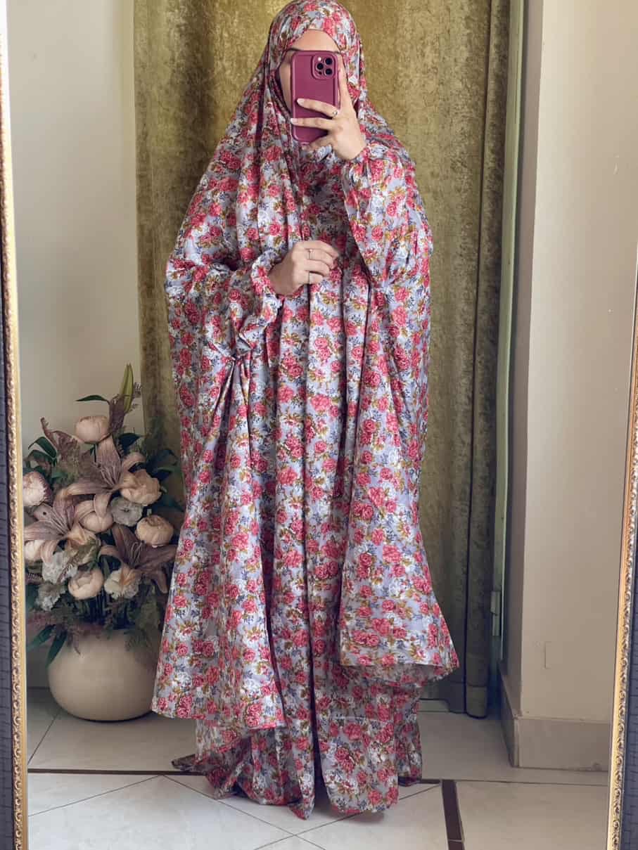 Full Coverage Namaz Chadar with Sleeves + Niqab (Mix Lawn)