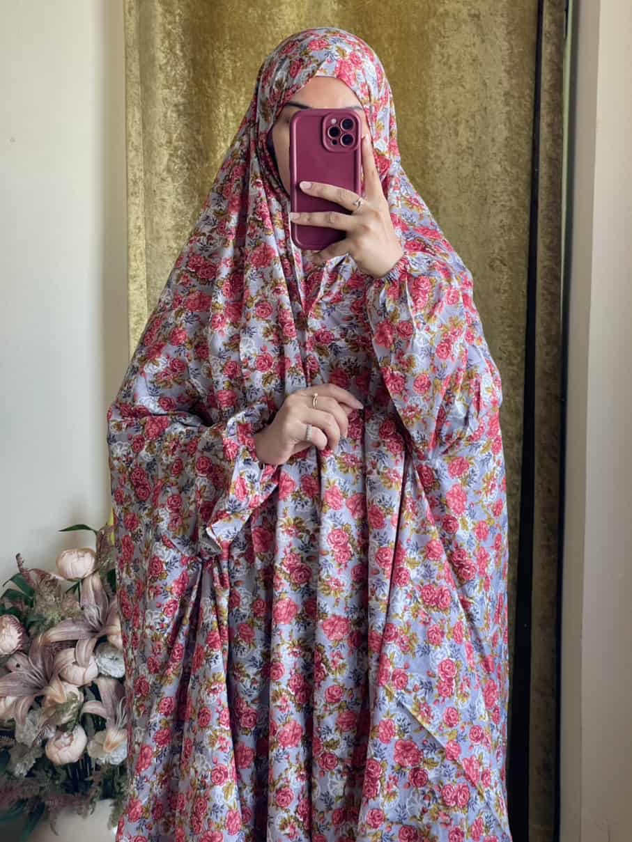 Full Coverage Namaz Chadar with Sleeves + Niqab (Mix Lawn)