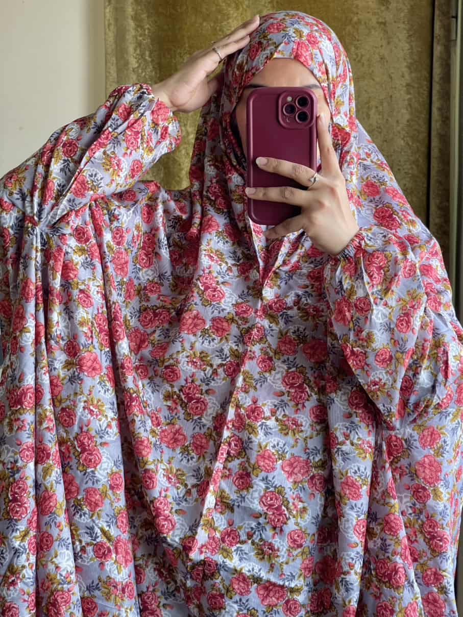 Full Coverage Namaz Chadar with Sleeves + Niqab (Mix Lawn)