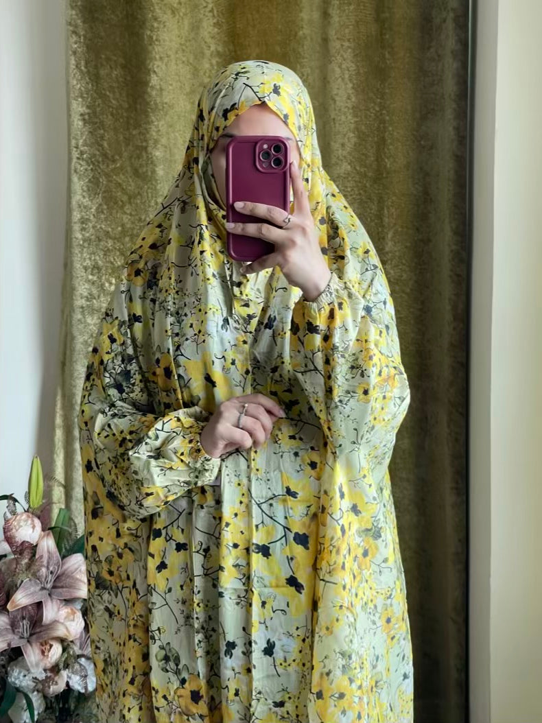 Full Coverage Namaz Chadar with Sleeves + Niqab (Pure Lawn)