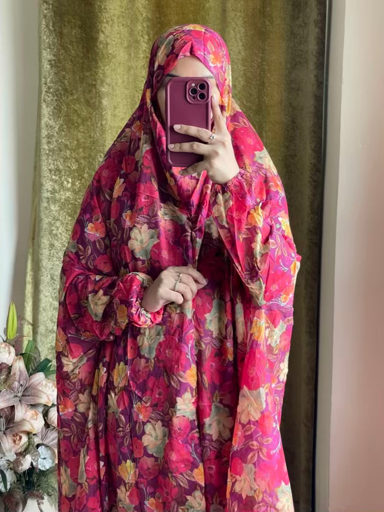 Full Coverage Namaz Chadar with Sleeves + Niqab (Pure Lawn)