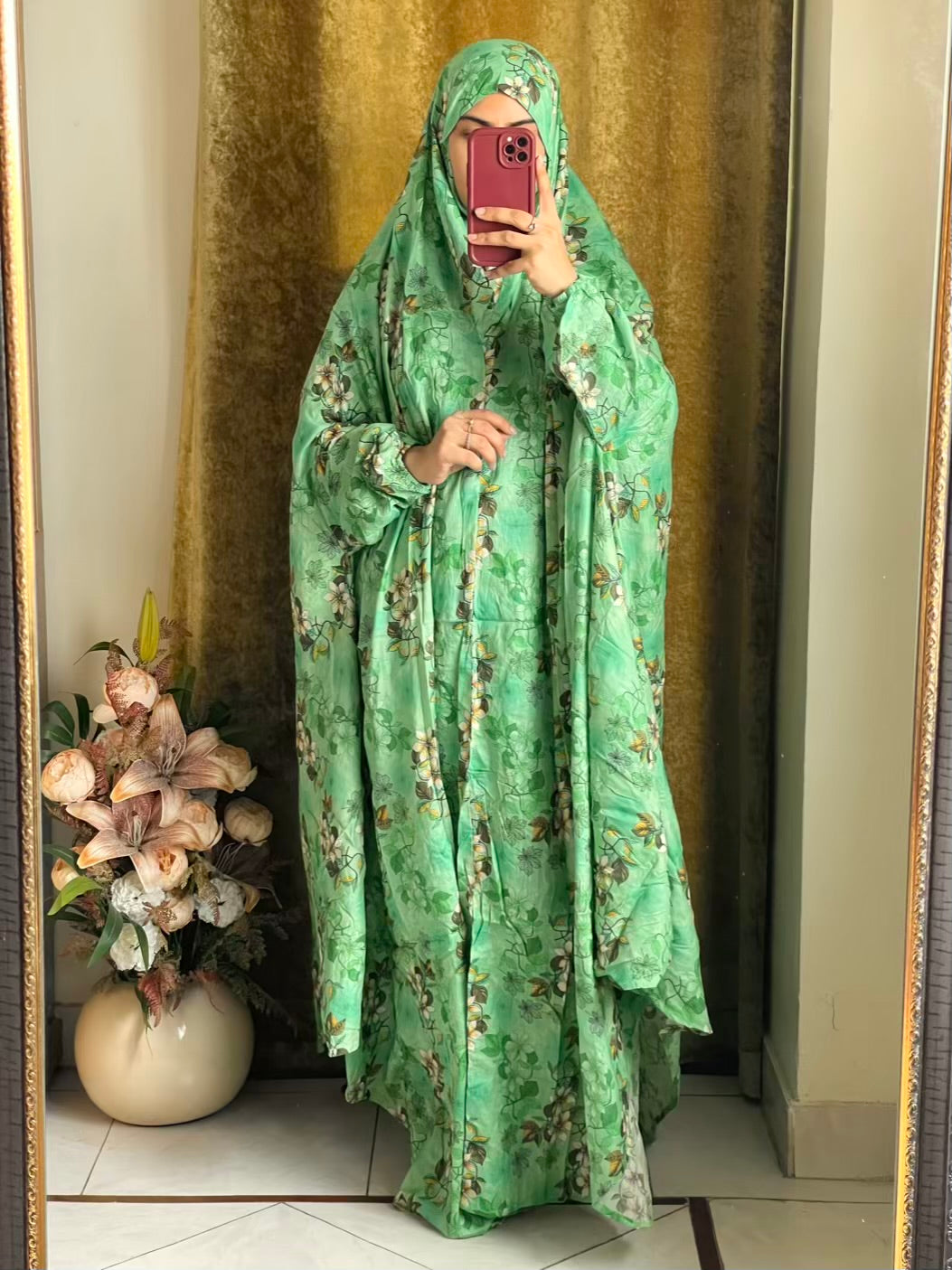 Full Coverage Namaz Chadar with Sleeves + Niqab (Pure Lawn)