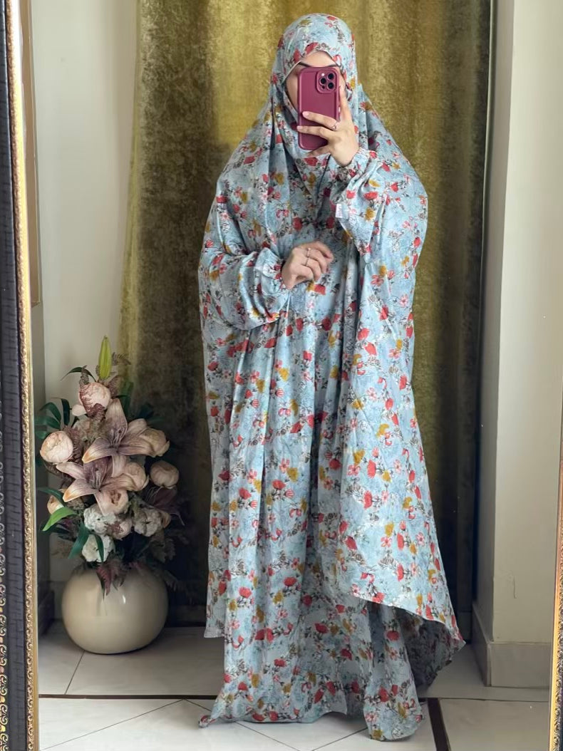 Full Coverage Namaz Chadar with Sleeves + Niqab (Pure Lawn)