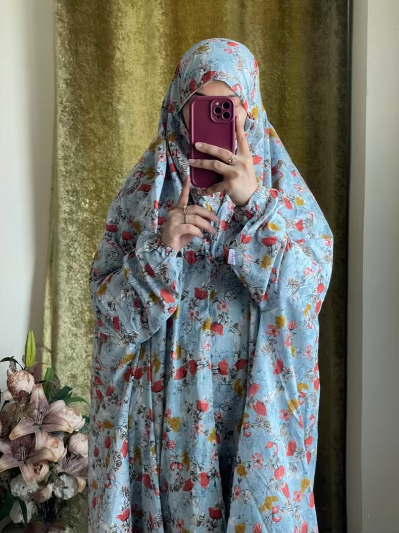 Full Coverage Namaz Chadar with Sleeves + Niqab (Pure Lawn)