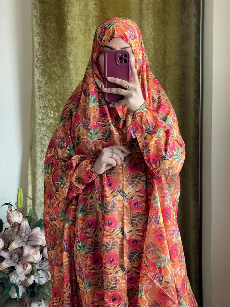 Full Coverage Namaz Chadar with Sleeves + Niqab (Pure Lawn)