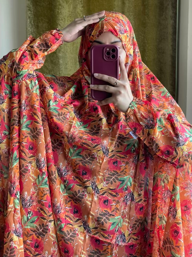 Full Coverage Namaz Chadar with Sleeves + Niqab (Pure Lawn)