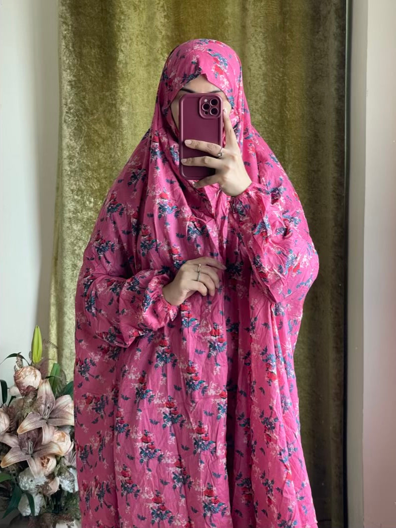 Full Coverage Namaz Chadar with Sleeves + Niqab (Pure Lawn)