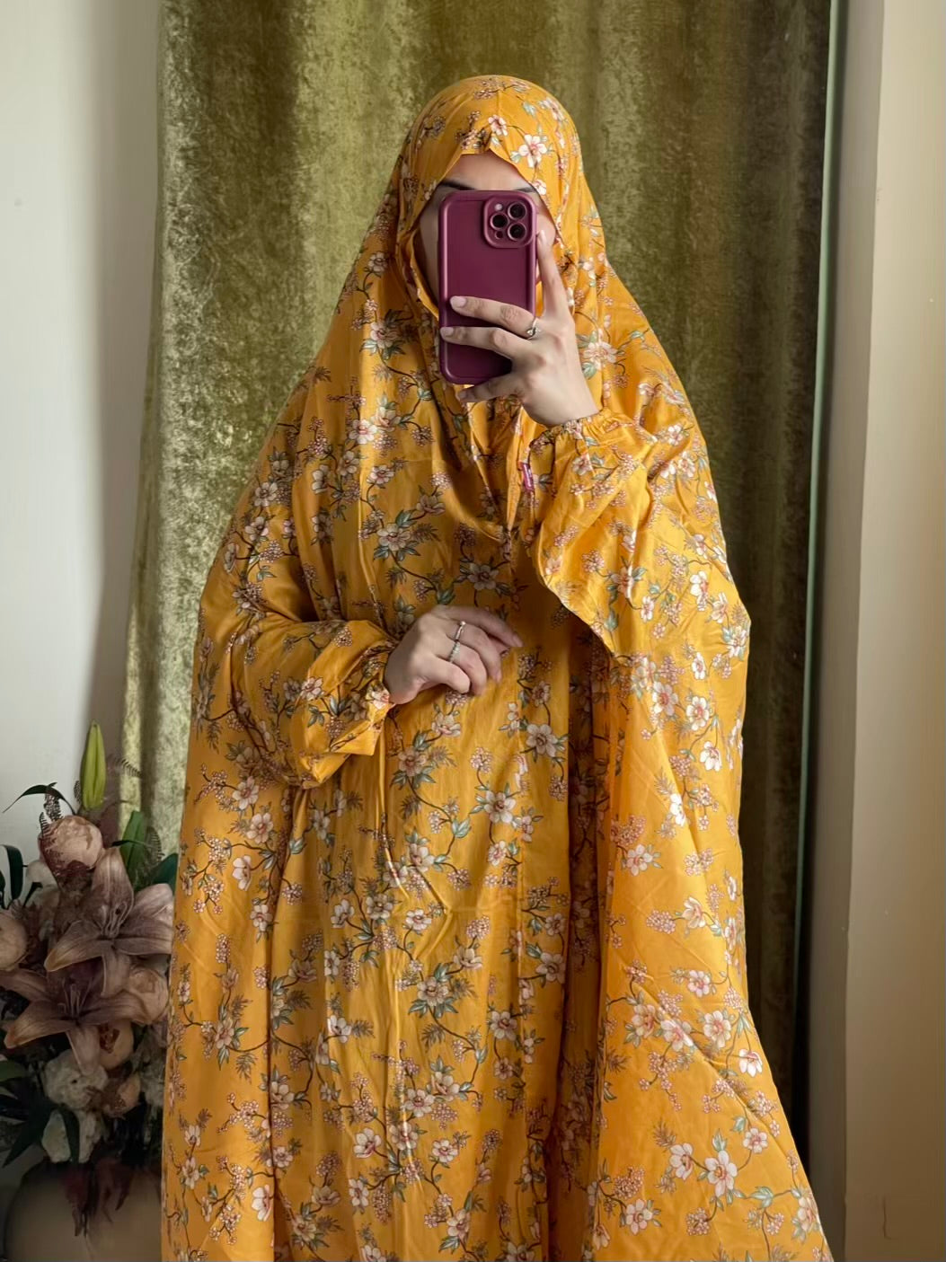 Full Coverage Namaz Chadar with Sleeves + Niqab (Pure Lawn)