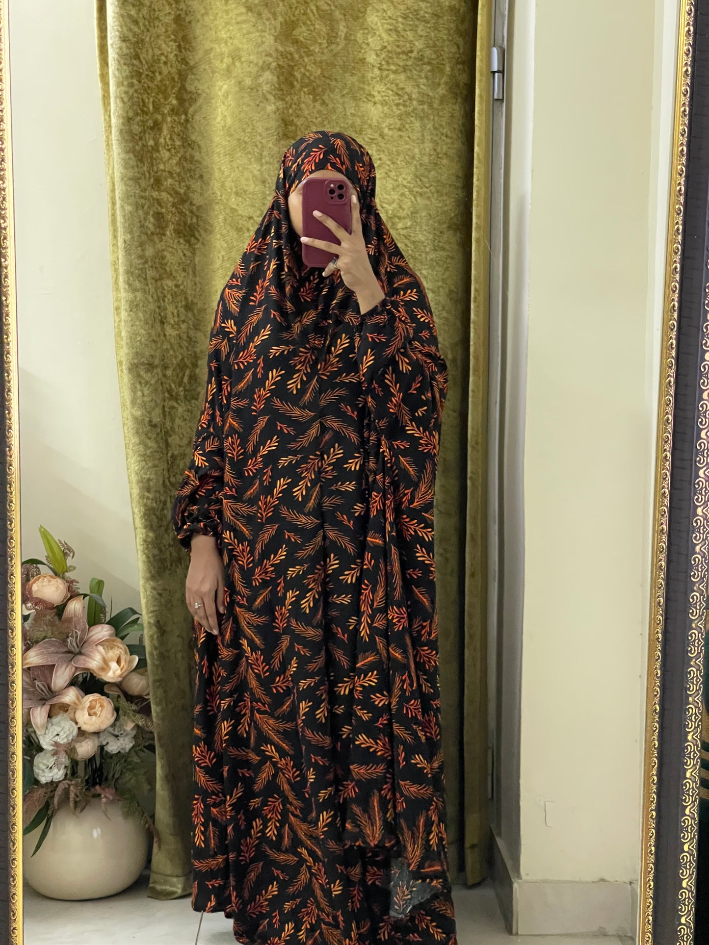 Full Coverage Namaz Chadar with Sleeves + Niqab (Linen)
