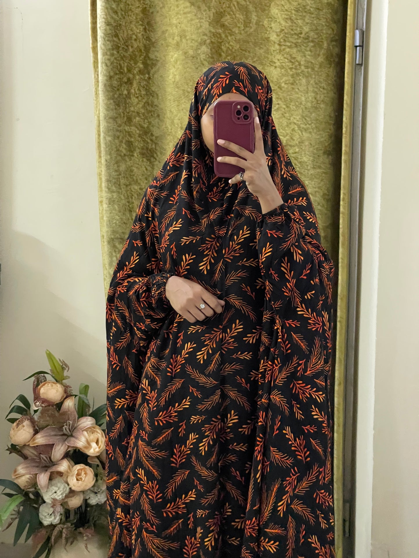 Full Coverage Namaz Chadar with Sleeves + Niqab (Linen)