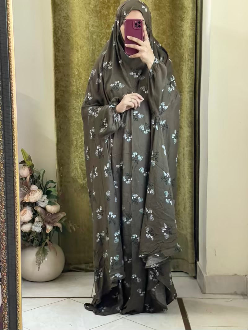 Full Coverage Namaz chadar with sleeves + Niqab (Linen)