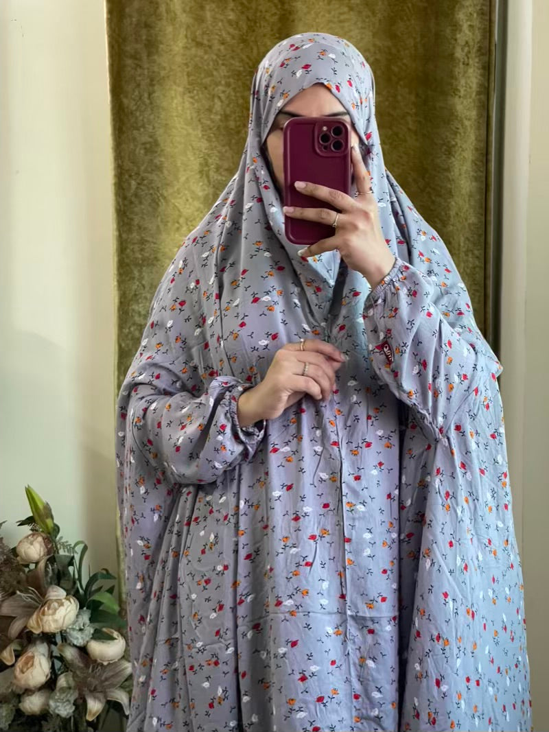 Full Coverage Namaz chadar with sleeves + Niqab (Linen)