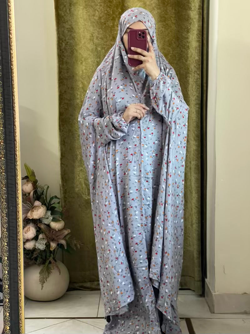 Full Coverage Namaz chadar with sleeves + Niqab (Linen)