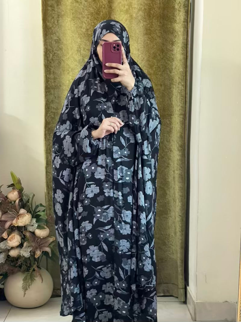 Full Coverage Namaz chadar with sleeves + Niqab (Linen)