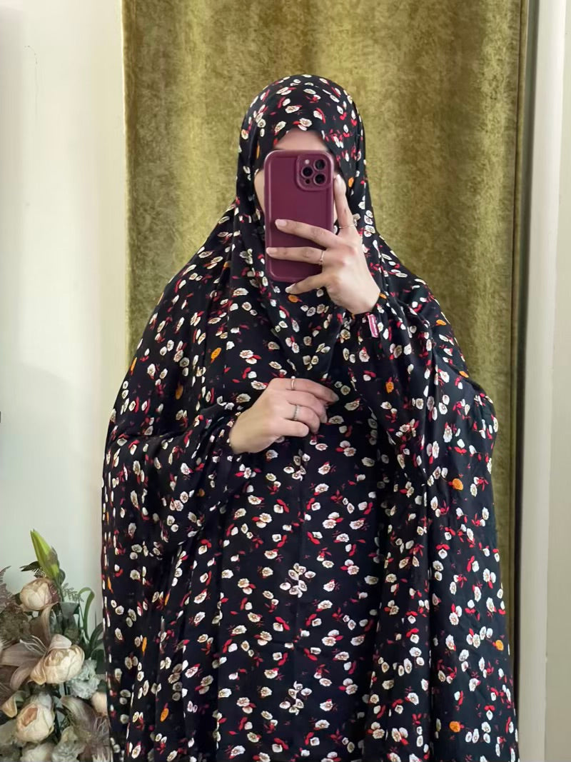 Full Coverage Namaz chadar with sleeves + Niqab (Linen)