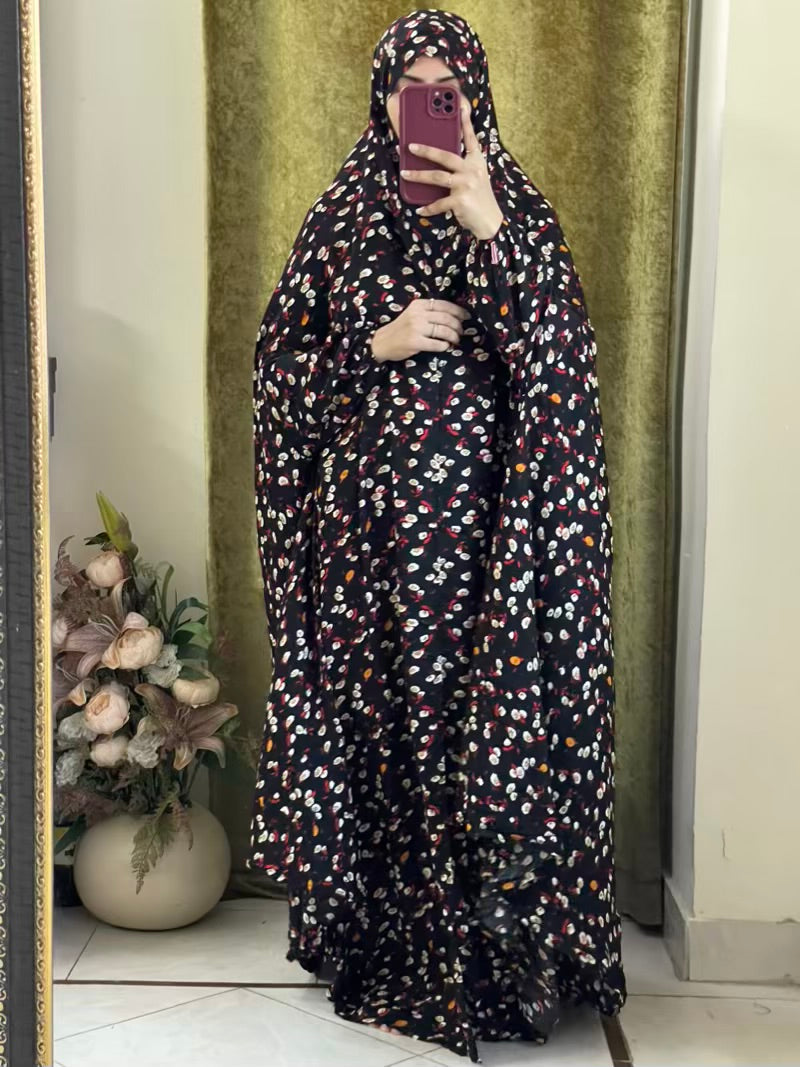 Full Coverage Namaz chadar with sleeves + Niqab (Linen)
