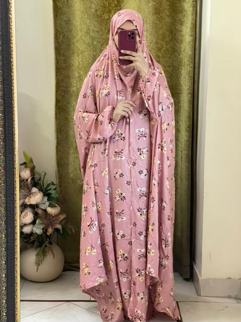 Full Coverage Namaz chadar with sleeves + Niqab (Linen)